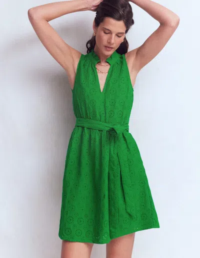 Boden Women's Viv Double Cloth Short Dress In Green | Size 22