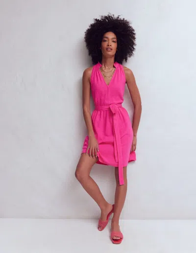 Boden Women's Viv Double Cloth Short Dress In Pink | Size 22 In Multi