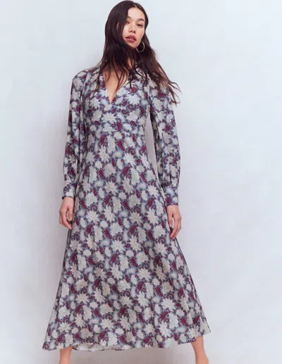 Boden Women's V-neck Blouson Sleeve Dress In Blue | Size 20 In Purple