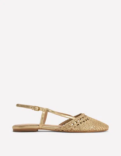 Boden Women's Woven Slingback Flats In Metallic | Size 41 In Gold