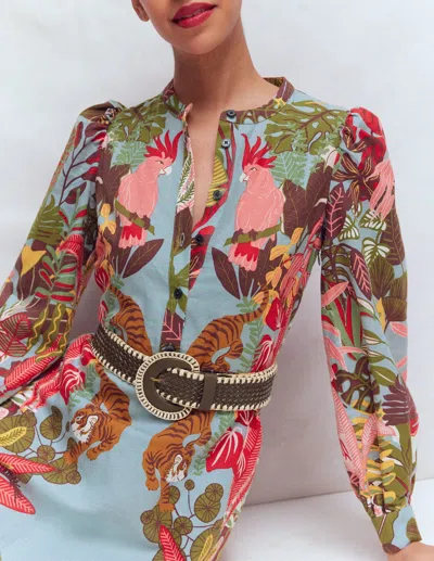 Boden Women's Woven Stitch Belt In Green | Size Xl