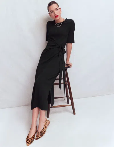 Boden Women's Zinnia Tie Ponte Midi Dress In Black | Size 16/18