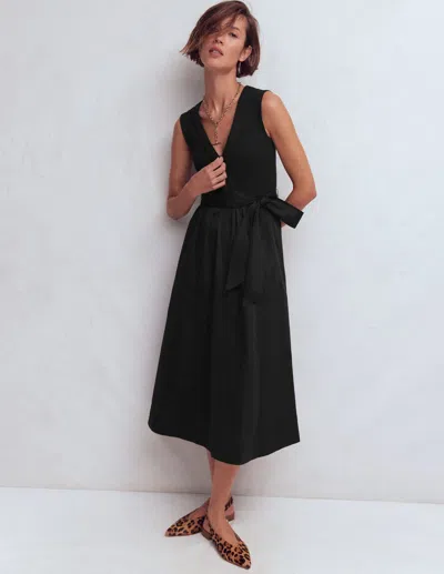 Boden Women's Zip-front Mix Media Dress In Black | Size 20/22