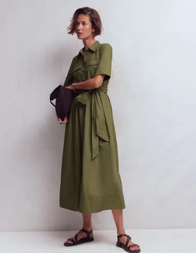 Boden Women's Zoe Short Sleeve Shirt Dress In Green | Size 20