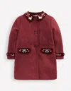 Boden Wool Blend Coat Chestnut Swan Embroidery  In Multi