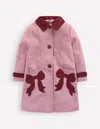 Boden Wool Blend Coat Pink Haze Bows  In Pink