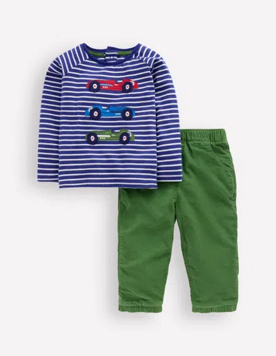 Boden Babies' Woven & Jersey Play Set Blue Stripe Cars  In Multi