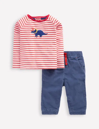 Boden Babies' Spielset Aus Jersey Und Webstoff-rot Dino Streifen In Red