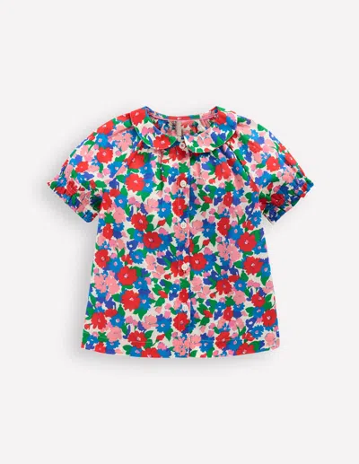 Boden Kids' Woven Collared Topmulti Flower Bunch Girls  In Multi