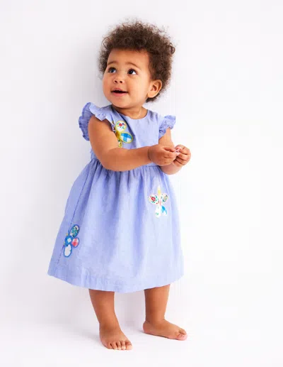 Boden Babies' Woven Frill Dressblue Patchwork Flower Girls