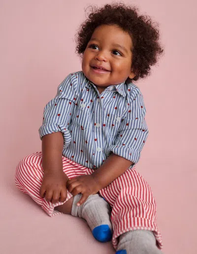 Boden Babies' Woven Shirt Bodyticking Confetti Heart Boys  In Blue