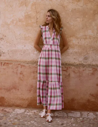 Boden Wren Double Cloth Midi Dresspink And Green Multigingham Women