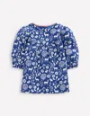 Boden Yoke Detail Woven Dress Blue Woodland Walk  In Blue
