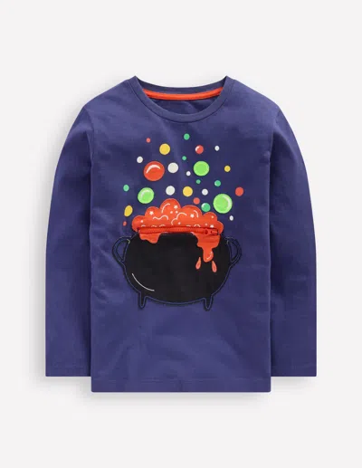 Boden Kids' Langarmshirt Mit Applikation Und Reissverschlussdetail-steuerbordblau Kessel In Blue
