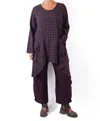 Bodil Plaid Long Sleeve Tunic In Plum