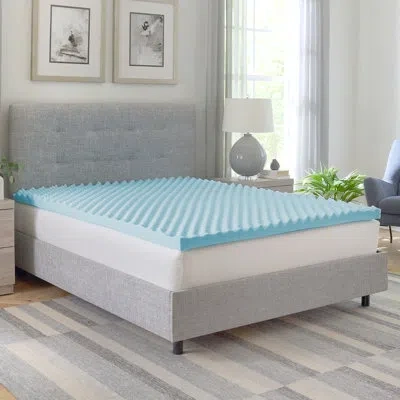 Bodipedic 2.5'' Gel Memory Foam Convoluted Mattress Topper In White