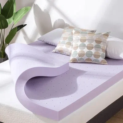 Bodipedic Green Tea Infused Memory Foam Mattress Topper In Purple