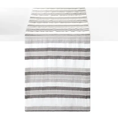 Bodrum Linens Aegean Stripe Black 90" Runner In Multi