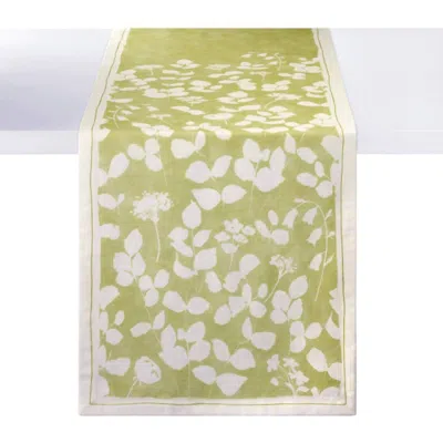 Bodrum Linens Fleur De Lin 90" Runner In Green