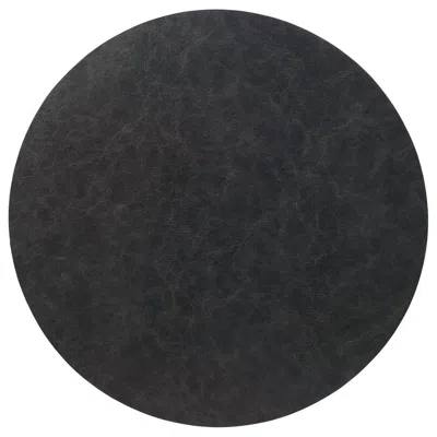 Bodrum Linens Tanner Round Vegan Leather Placemats - Set Of 4 In Black