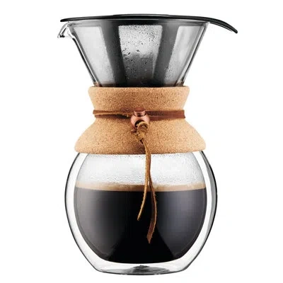 Bodum 4-cup Pour Over Double Wall Coffee Maker, 34 Ounce In Clear;black;brown