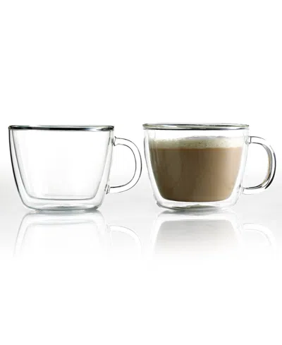 Bodum Bistro Cafe Set Of 2 Double Walled 15 Oz. Latte Cups In Transparent