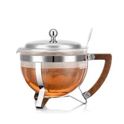 Bodum Chambord Teapot With Filter & Wooden Handle In Silver