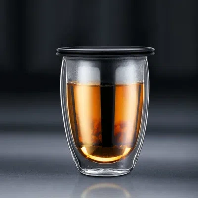 Bodum Teapot For One Double Wall Insulated Tumbler With Strainer In Black