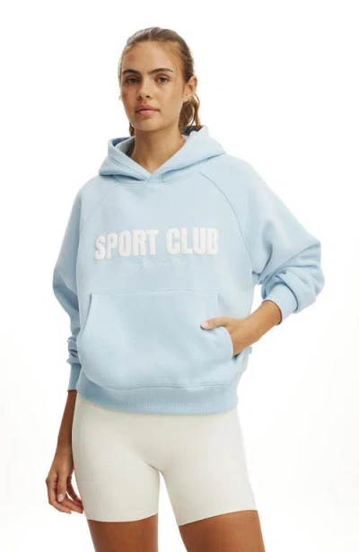 Body Active Plush Premium Graphic Raglan Hoodie In Blue