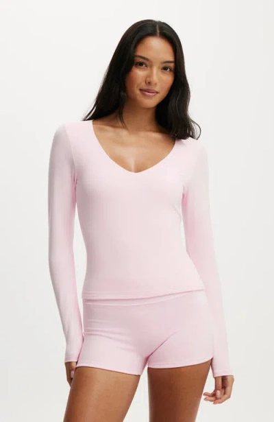 Body Active Ultra Soft Scoop Neck Long Sleeve In Pink