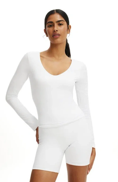 Body Active Ultra Soft Scoop Neck Long Sleeve In White