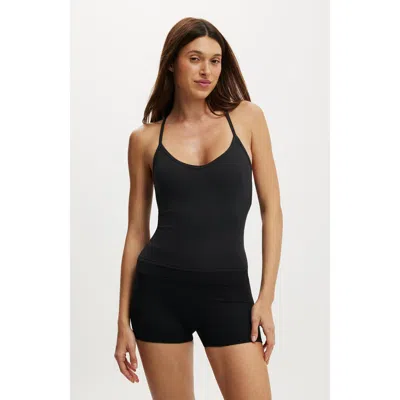 Body Active Ultra Soft Scoop Racer Back Tank In Black