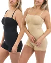 Body Beautiful 2pk Full Bodysuit Shaper With Boy Short In Black