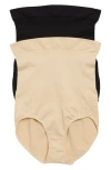 Body Beautiful Assorted 2-pack Extra High Waist Brief Shapers In Black/beige