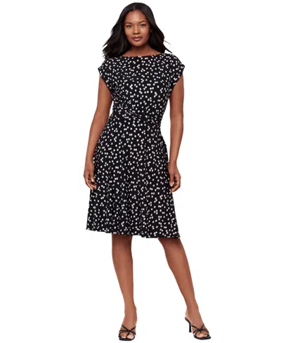 Body By Miraclesuit Women's Dot-print Boat Neck Short-sleeve Dress