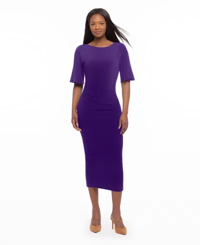 Body By Miraclesuit Women's Iris Short-sleeve Bateau Neckline Shaping Dress In Mulberry