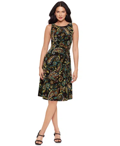 Body By Miraclesuit Women's Paisley Print Jewel Neck Midi Dress