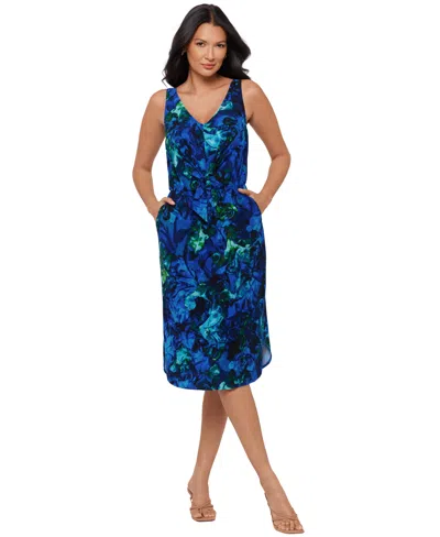 Body By Miraclesuit Women's Printed V-neck Midi Dress