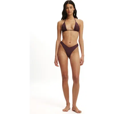 Body Dip Front High Side Brazilian Bikini Bottom In Black