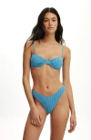 Body Gathered Thin Strap Balconette Bikini Top In Blue