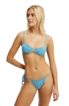 Body Gathered Thin Strap Balconette Bikini Top In Blue