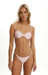 Body Gathered Thin Strap Balconette Bikini Top In Pink