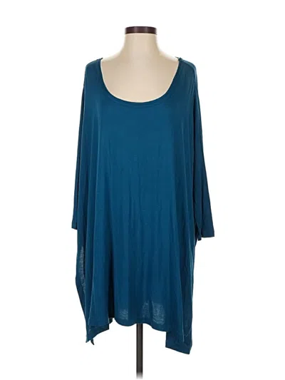 Pre-owned Body Glove 3/4 Sleeve Top Teal Scoop Neck Tops In Blue