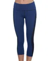 BODY GLOVE APEX CAPRI LEGGINGS IN MIDNIGHT AND BLACK