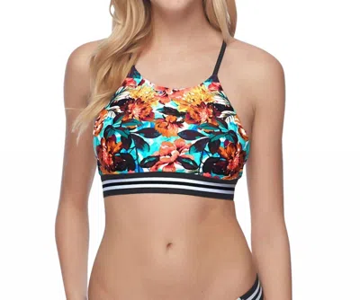 Body Glove Elena High Neck Bikini Top In Bdg Wonderland In Blue