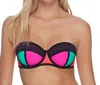 Body Glove Fame Demi-bust Bandeau Underwire Bikini Top In Bdg Borderline In Multi