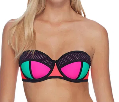 Body Glove Fame Demi-bust Bandeau Underwire Bikini Top In Bdg Borderline In Multi