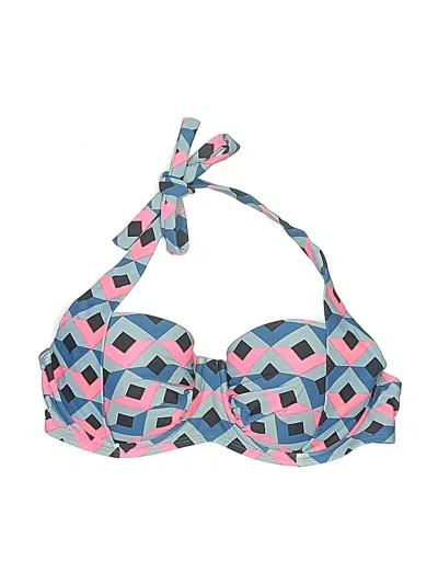 Pre-owned Body Glove Swimsuit Top Blue Argyle Pattern Swimwear