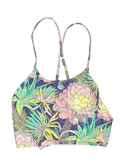 Pre-owned Body Glove Swimsuit Top Blue Tropical Pattern Swimwear