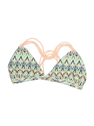 Pre-owned Body Glove Swimsuit Top Ivory Print Pattern Swimwear In White